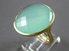 ESTATE LARGE 7.70CT AAA BLUISH GREEN CHALCEDONY 14KT YELLOW GOLD FILIGREE RING
