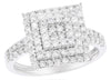 ESTATE WIDE 1.0CT DIAMOND 14KT WHITE GOLD 3D MULTI ROW SQUARE CLASSIC FUN RING
