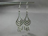 ANTIQUE LONG SEASHELL 14KT WHITE GOLD DIAMOND CUT CHANDELIER EARRINGS #19425