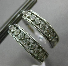 ESTATE .52CT DIAMOND 14KT WHITE GOLD 3D CLASSIC FILIGREE MILGRAIN HOOP EARRINGS