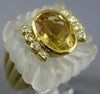 ESTATE LARGE 2.60CT DIAMOND AAA YELLOW TOPAZ & QUARTZ 14K YELLOW GOLD BEZEL RING