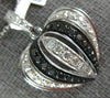 ESTATE 1.33CT WHITE & BLACK DIAMOND 18KT WHITE GOLD 3D PUFF HEART PENDANT