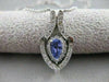 ESTATE DIAMOND TANZANITE 14K WHITE GOLD OPEN HANGING NECKLACE PENDANT #15563