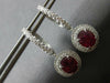 4.83CT DIAMOND & AAA RUBY 18KT WHITE GOLD 3D OVAL DOUBLE HALO HANGING EARRINGS