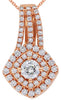 .63CT DIAMOND 14KT WHITE GOLD SOLITAIRE GEOMETRICAL DOUBLE HALO FLOATING PENDANT
