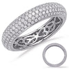 ESTATE 1.36CT DIAMOND 14KT WHITE GOLD MULTI ROW PAVE ETERNITY ANNIVERSARY RING