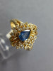 WIDE .84CT DIAMOND & AAA SAPPHIRE 14KT YELLOW GOLD PEAR SHAPE FLOWER LOVE RING