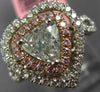 ESTATE 1.79CT WHITE & PINK DIAMOND 18KT 2 TONE GOLD DOUBLE HALO ENGAGEMENT RING
