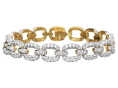 9.31CT DIAMOND 18KT 2 TONE GOLD ROUND MULTI SQUARE LINK ETERNITY TENNIS BRACELET