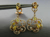 ESTATE 2.76CT MULTI COLOR FANCY DIAMOND 18KT TWO TONE GOLD 3D FLOWER EARRINGS