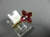 ESTATE 1.12CT DIAMOND & AAA RUBY 14KT ROSE GOLD SQUARE 4 LEAF CLOVER FLOWER RING