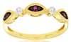 0.18CT DIAMOND & AAA RUBY 14KT YELLOW GOLD MARQUISE SHAPE 5 STONE FILIGREE RING