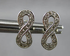 ESTATE .18CT DIAMOND 14KT WHITE GOLD 3D INFINITY FUN STUD EARRINGS