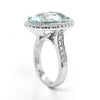 LARGE 12.53CT DIAMOND & AAA PARAIBA TOURMALINE 18K WHITE GOLD 3D ENGAGEMENT RING
