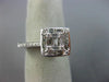 ESTATE WIDE .45CT ROUND & BAGUETTE DIAMOND 18KT WHITE GOLD SQUARE FILIGREE RING