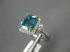 ESTATE LARGE 4.77CT DIAMOND & AAA BLUE ZIRCON 14KT WHITE GOLD 3D ENGAGEMENT RING