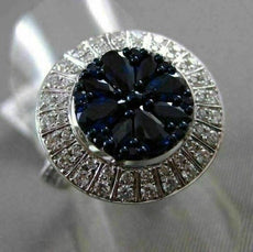 ESTATE LARGE 2.29CT DIAMOND & SAPPHIRE 18KT WHITE GOLD 3D FILIGREE CIRCULAR RING