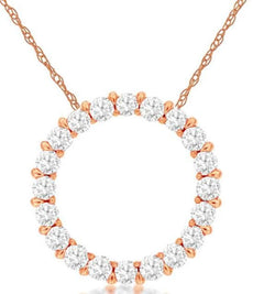 .25CT DIAMOND 14KT ROSE GOLD ROUND CIRCLE OF LIFE SHARED PRONG FLOATING PENDANT