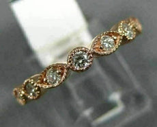 ESTATE .59CT DIAMOND 14KT ROSE GOLD FILIGREE MILGRAIN ETERNITY ANNIVERSARY RING