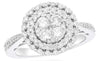 WIDE 1.01CT DIAMOND 18K WHITE GOLD 3D ROUND CLUSTER DOUBLE HALO FLOWER LOVE RING