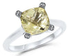 2.05CT DIAMOND & AAA LEMON QUARTZ 14KT WHITE GOLD 3D CUSHION & ROUND FUN RING