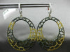 ESTATE EXTRA LARGE 3.68CT WHITE YELLOW & BLACK DIAMOND 18KT YELLOW GOLD EARRINGS