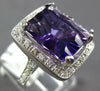 LARGE 4.96CT DIAMOND & AAA AMETHYST 14KT WHITE GOLD CUSHION HALO FILIGREE RING