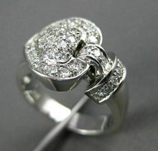 ANTIQUE LARGE .81CT DIAMOND HEART 3D 14KT WHITE GOLD RING SIMPLY BEAUTIFUL 16482