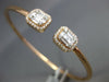 ESTATE WIDE .75CT DIAMOND 18K ROSE GOLD ROUND & BAGUETTE CLUSTER BANGLE BRACELET