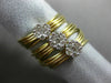ESTATE LARGE .54CT DIAMOND 18K 2 TONE GOLD 3 FLOWER MULTI BAND FLEXIBLE FUN RING
