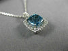 ESTATE 2.27CT AAA LONDON BLUE TOPAZ & WHITE SAPPHIRE 14K WHITE GOLD HALO PENDANT
