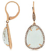 4.44CT DIAMOND & AAA WHITE TOPAZ 14KT ROSE GOLD TEAR DROP HALO HANGING EARRINGS