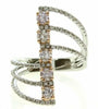 LARGE 1.03CT WHITE & PINK DIAMOND 18KT WHITE & ROSE GOLD MULTI ROW 5 STONE RING