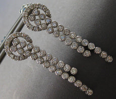 LARGE 1.80CT DIAMOND 14KT WHITE GOLD 3D TWO ROW CIRCULAR HANGING EARRINGS #27944
