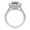 ESTATE 2.85CT DIAMOND & AAA SAPPHIRE 18K WHITE GOLD 3D OVAL HALO ENGAGEMENT RING
