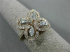 ESTATE .76CT DIAMOND 14KT YELLOW GOLD 3D CLASSIC 4 CLOVER FLOWER HALO LOVE RING