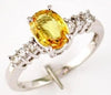 1.64CT DIAMOND & AAA YELLOW SAPPHIRE 14K WHITE GOLD OVAL & ROUND ENGAGEMENT RING