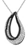 ESTATE 1.52CT WHITE & BLACK DIAMOND 14K WHITE GOLD TEAR DROP CLASSIC FUN PENDANT
