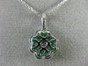 ESTATE 1.22CT DIAMOND & AAA EMERALD 18KT WHITE GOLD 3D FILIGREE FLOATING PENDANT