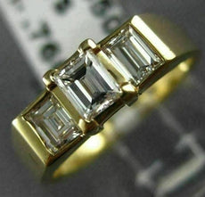 ANTIQUE .76CT ASSCHER DIAMOND 14KT YELLOW GOLD PAST PRESENT FUTURE RING #22009