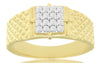 ESTATE .30CT DIAMOND 14KT 2 TONE GOLD 3D CLASSIC ROUND PAVE SQUARE FUN MENS RING