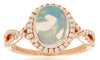 2.0CT DIAMOND & AAA OPAL 14KT ROSE GOLD 3D OVAL & ROUND HALO INFINITY LOVE RING