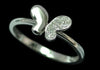 ESTATE 0.05CT DIAMOND 14KT WHITE GOLD 3D CLASSIC ROUND BUTTERFLY PAVE LOVE RING