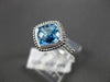 ESTATE 1.60CTW DIAMOND & AAA BLUE TOPAZ 14KT WHITE GOLD FILIGREE MILGRAIN RING