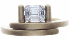 .32CT DIAMOND 18K YELLOW GOLD ROUND & BAGUETTE SQUARE INVISIBLE CRISS CROSS RING