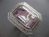 ESTATE MASSIVE 33.3CT DIAMOND & AAA KUNZITE 18K WHITE GOLD EMERALD CUT HALO RING