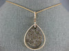 LARGE 2.03CT WHITE & CHOCOLATE FANCY DIAMOND 18KT ROSE GOLD 3D TEAR DROP PENDANT