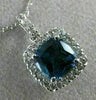 ESTATE 2.27CT AAA LONDON BLUE TOPAZ & WHITE SAPPHIRE 14K WHITE GOLD HALO PENDANT