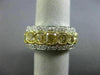 WIDE 7.56CT WHITE & FANCY YELLOW DIAMOND 18KT 2 TONE GOLD ANNIVERSARY RING