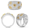 LARGE 1.54CT WHITE & FANCY YELLOW DIAMOND 18KT TWO TONE GOLD 3D MULTI SHAPE RING